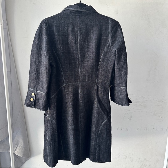 Per Se Heavy Wool Tweed Zip Dress with Faux Leather Lining - Picture 3 of 7